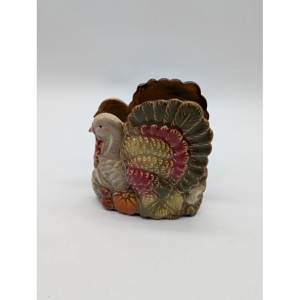 Vintage Thanksgiving Turkey Ceramic Napkin Holder Harvest Fall‎ Farmhouse Rustic